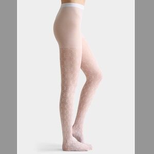 Geo chain white sheer pantyhose fantasy tights made in Italy NWT